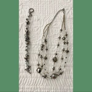 Matching Clear and Mirrored Bead Necklace and Bracelet